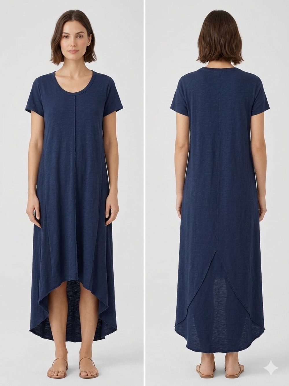 Dylan By True Grit High Low Dress Cototn Robbed Lagenlook Artsy Beachy , Large